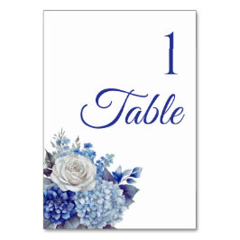 Numeração De Mesa Ramalhete de Flores Azuis em Aquarela-Casamento-