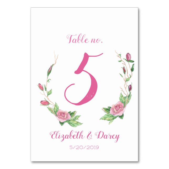 Numeração De Mesa Rambling Rosa Wreath (Frente)