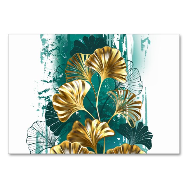Numeração De Mesa Ramificação com Ouro deixa Ginko Biloba (Frente)