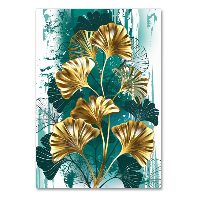 Numeração De Mesa Ramificação com Ouro deixa Ginko Biloba (Frente)