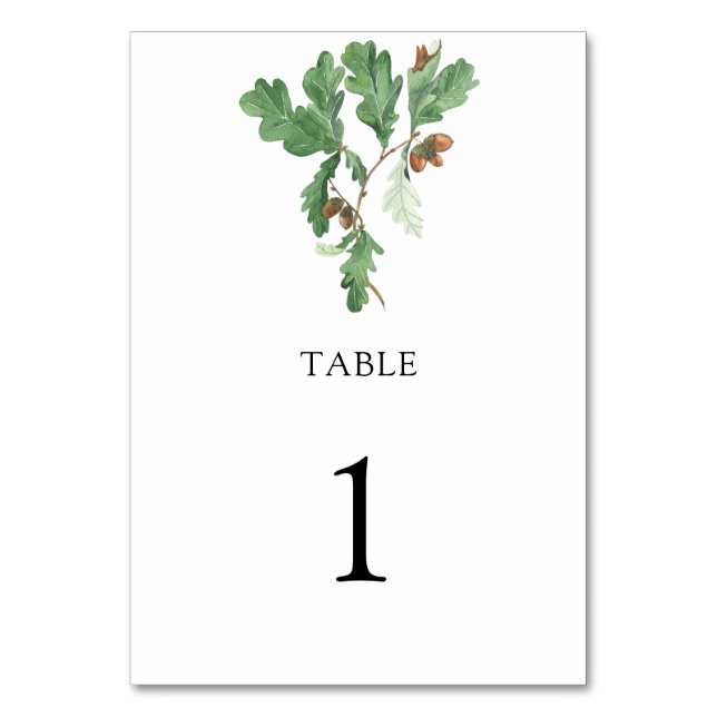 Numeração De Mesa Ramo de bolota - número da mesa de casamento (Frente)