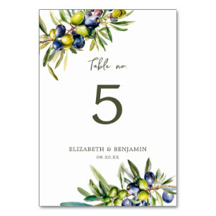 Numeração De Mesa Ramo de Oliveira Italiano Botânico Casamento Aquar