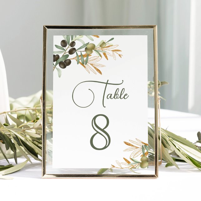 Numeração De Mesa Ramo Dourado de Folhas de Oliveira Casamento (Criador carregado)