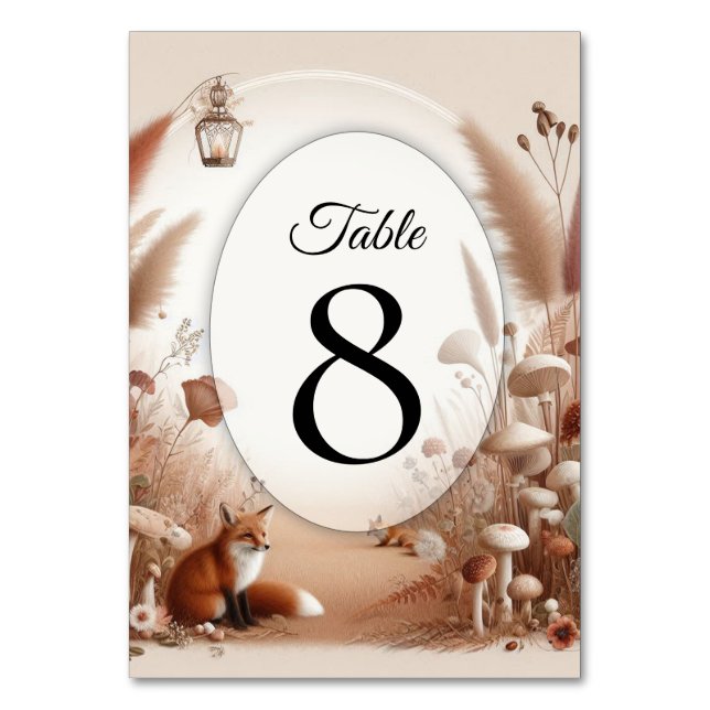 Numeração De Mesa Raposas de Florestas de Outono Encantadas (Frente)