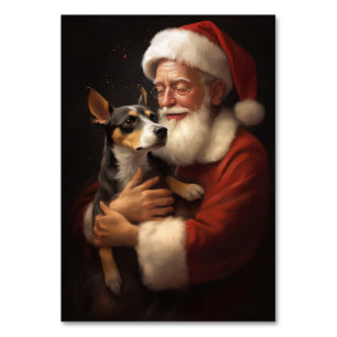Numeração De Mesa Rat Terrier com Papai Noel Natal Festivo