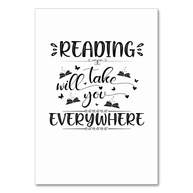 Numeração De Mesa Reading Art Reading Will Take You Everywhere (Frente)