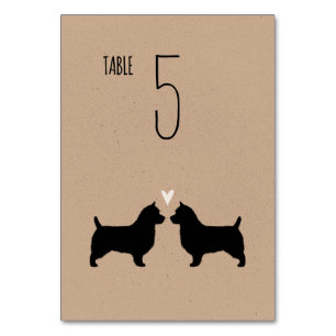 Numeração De Mesa Recepção de casamento australiana Terrier Silhouet