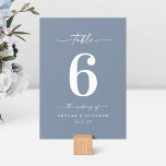 Numeração De Mesa Recepção de casamento Azul com Cor Sólida Simples<br><div class="desc">Números de Tabela de Janta de Cor Sólida Dusta Azul com Cor Simples. Esta moderna placa de Mesa chic é simples, clássica e elegante, com uma clara cor de fundo sólida e uma bonito letra de escrita com alfaias. Mostrada na nova estrada. Disponível em várias opções de cor ou não...</div>