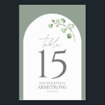 Numeração De Mesa Recepção de casamento Botânica do Arco Verde Moder<br><div class="desc">Bem-vindos à sua recepção de casamento, estilo moderno! Nosso novo número de tabela de Recepções de casamento Botânicas do Arco Verde Moderno Sage é perfeito para casais que desejam uma aparência contemporânea, mas eterno. Este número da tabela apresenta um arco branco clássico sobre um fundo verde sensual nítido com delicados...</div>