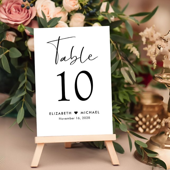 Numeração De Mesa Recepção de Casamento Chic Script (Criador carregado)