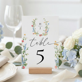 Numeração De Mesa Recepção de Casamento com Flores Silvestres Elegan