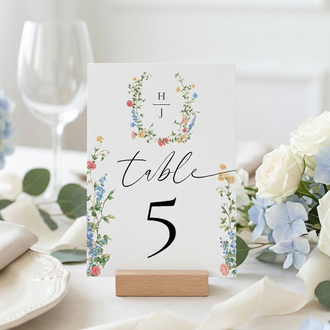 Numeração De Mesa Recepção de Casamento com Flores Silvestres Elegan (Criador carregado)