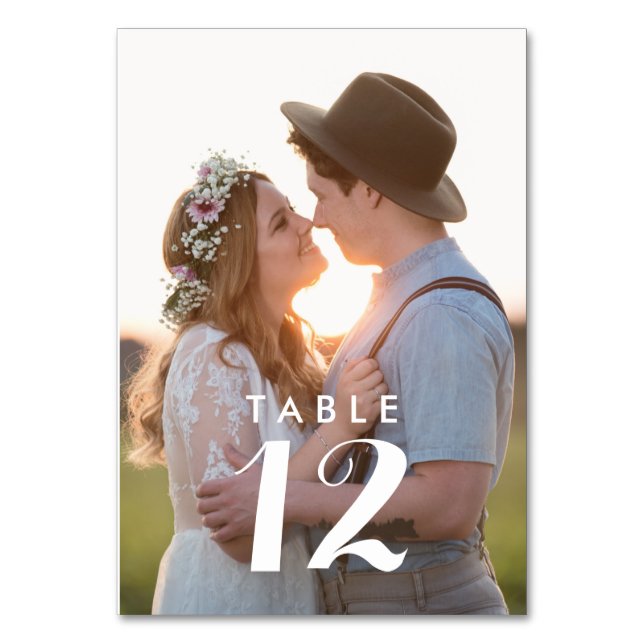 Numeração De Mesa Recepção de Casamento com Foto Moderna (Frente)