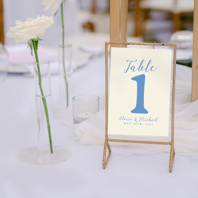 Numeração De Mesa Recepção de casamento Costeira Moderna Simples (Add a refined and organized touch to your reception with this Modern Blue Table Number!)