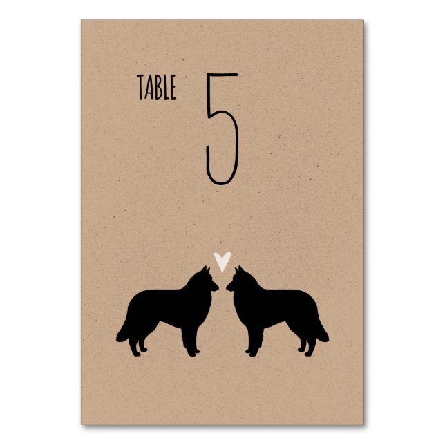 Numeração De Mesa Recepção de casamento de Cães Silhuettes belgas (Verso)