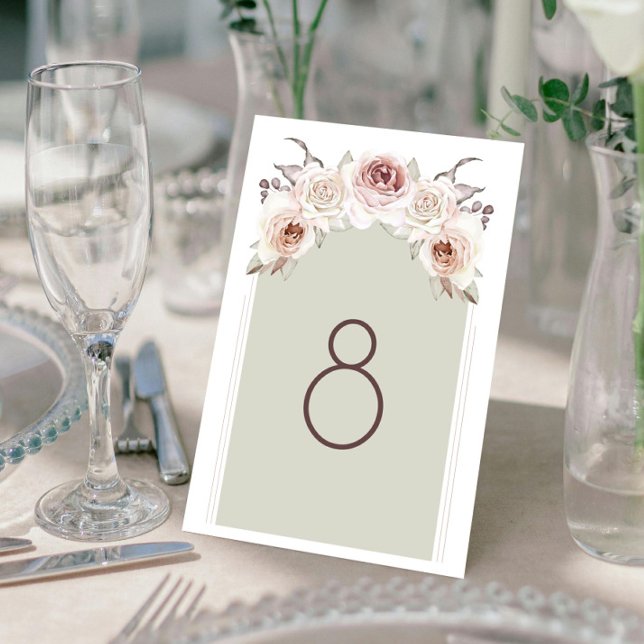 Numeração De Mesa Recepção de casamento de Rosa boêmia (Bohemian Rose Arch Wedding Reception Table Number)