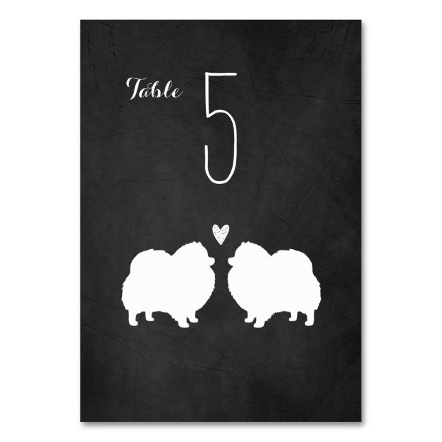 Numeração De Mesa Recepção de casamento de Silhouettes de Cão Pomera (Frente)