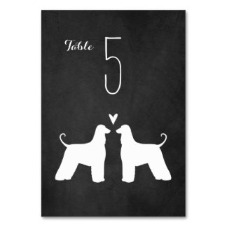 Numeração De Mesa Recepção de casamento do Afghan Hound Silhouettes