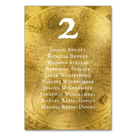 Numeração De Mesa Recepção de casamento do Ouro Vintage
