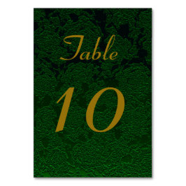 Numeração De Mesa Recepção de casamento Dourada Hunter Green