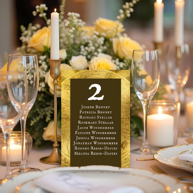 Numeração De Mesa Recepção de casamento Elegante do Ouro (Elegant Golden Wedding Reception Table Number)