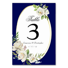 Numeração De Mesa Recepção de casamento Floral Azul Elegante Boho
