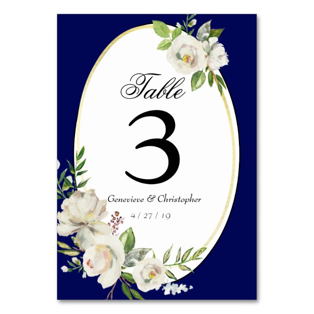 Numeração De Mesa Recepção de casamento Floral Azul Elegante Boho (Frente)