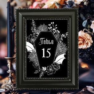 Numeração De Mesa Recepção de casamento Floral Gótica Elegante Preto