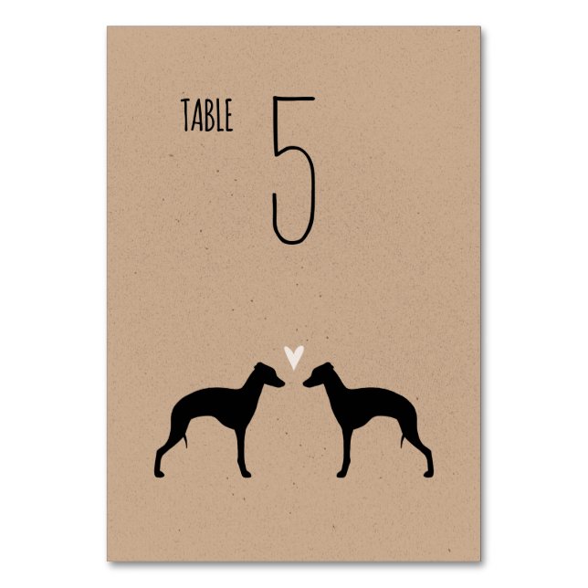 Numeração De Mesa Recepção de casamento italiana Greyhound Silhouett (Frente)