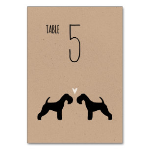 Numeração De Mesa Recepção de casamento Lakeland Terrier Silhouett