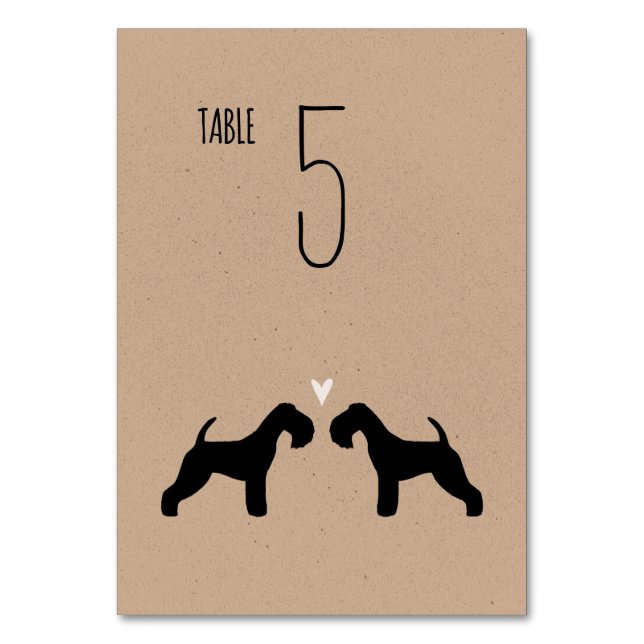 Numeração De Mesa Recepção de casamento Lakeland Terrier Silhouettes (Frente)
