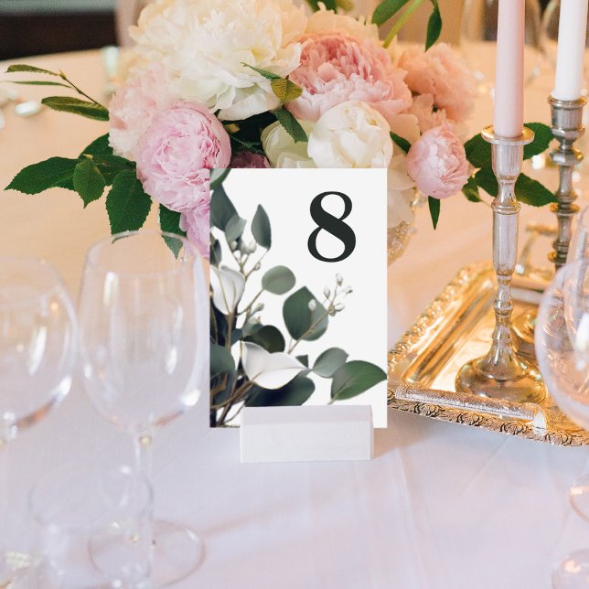 Numeração De Mesa Recepção de casamento moderna de Eucalyptus (Modern Eucalyptus Wedding Reception Table Number)
