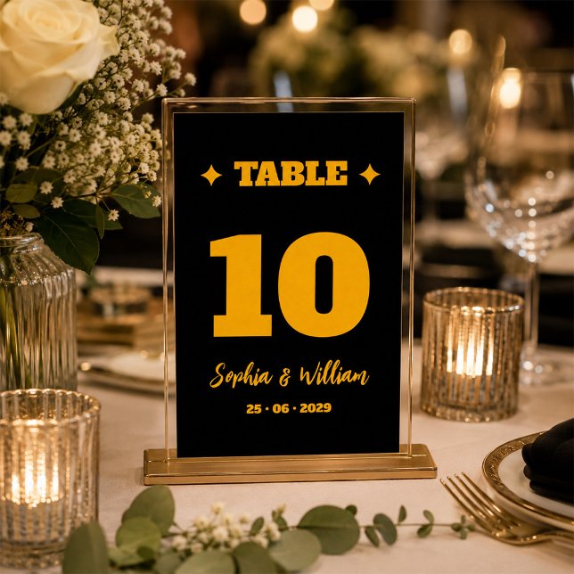 Numeração De Mesa Recepção de Casamento Preto e Dourado (Criador carregado)