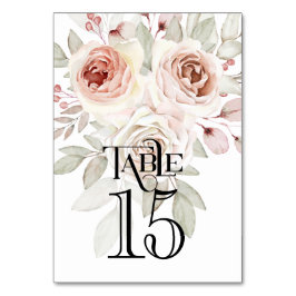 Numeração De Mesa Recepção de casamento Romântica de Rosa de Aquarel
