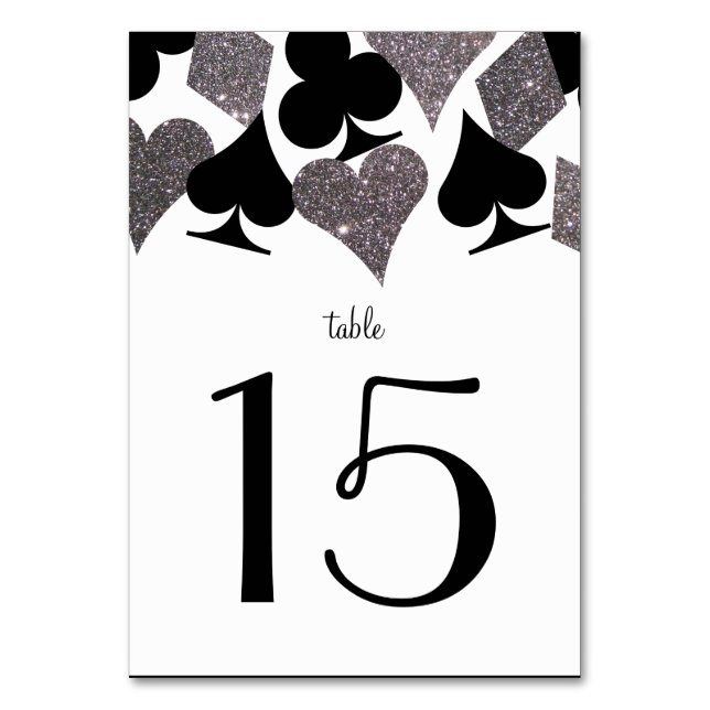 Numeração De Mesa Recepção de casamento Vegas Faux Glitter Silver (Frente)