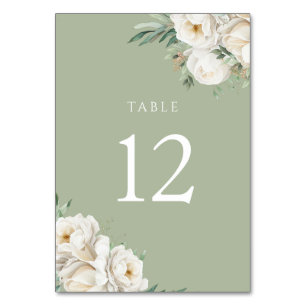 Numeração De Mesa Recepção de casamento verde e flor branca