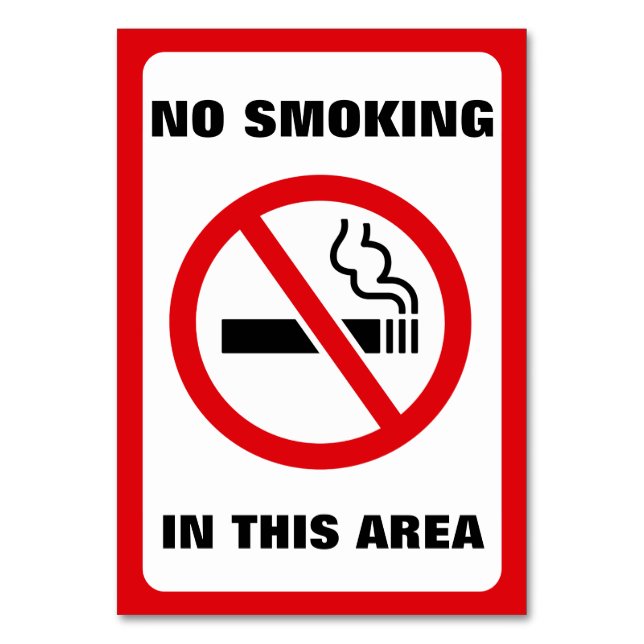 Numeração De Mesa Red and White No Smoking (Frente)