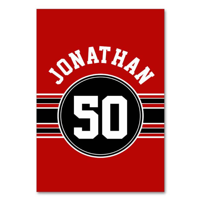 Numeração De Mesa Red Black Team Jersey Fan Gear Número (Frente)