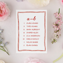Numeração De Mesa Red Doodle Numeric Wedding Seating Chart Card