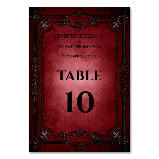 Numeração De Mesa Red Gothic Halloween Alternative Wedding (Frente)