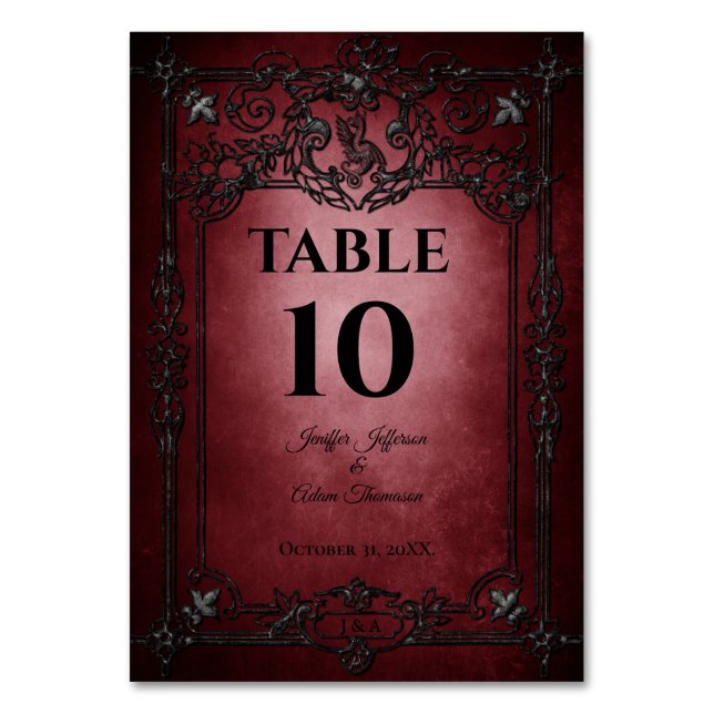 Numeração De Mesa Red Gothic Halloween Alternative Wedding (Frente)