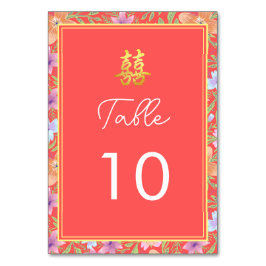 Numeração De Mesa Red Peranakan floral duplo xi casamento chinês