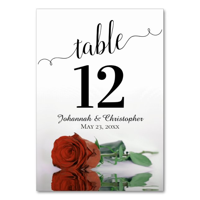 Numeração De Mesa Refletindo Casamento Elegante De Rosa Laranja De F (Frente)