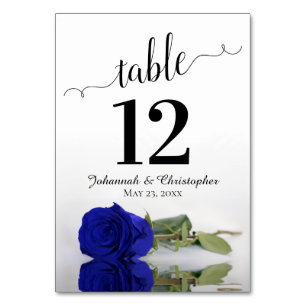 Numeração De Mesa Refletindo Casamento Elegante Rosa Azul Real
