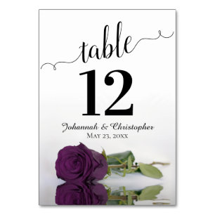 Numeração De Mesa Refletindo Casamento Elegante Rosa Roxo de ameixa