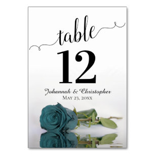 Numeração De Mesa Refletindo Casamento Elegante Rosa Teal