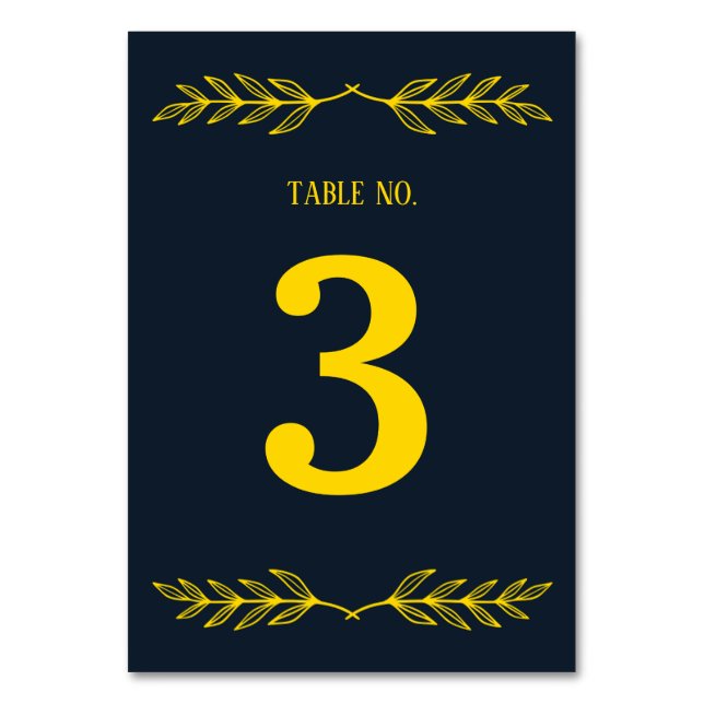 Numeração De Mesa Regal Contrast Midnight Blue & Gold Floral (Frente)