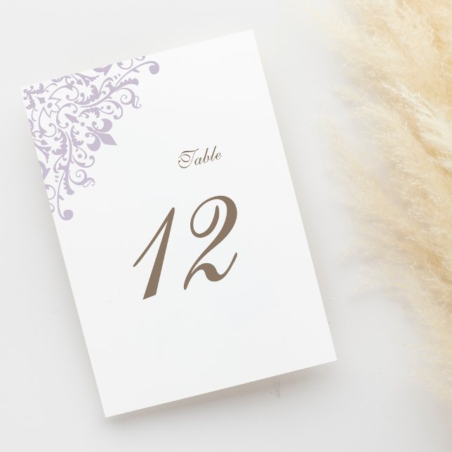Numeração De Mesa Regency Purple Fleur de Lis Pattern Wedding (Criador carregado)