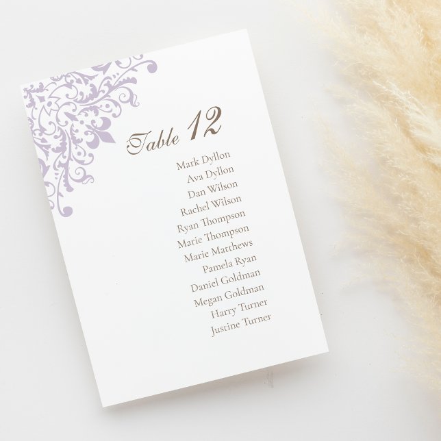 Numeração De Mesa Regency Purple Fleur de Lis Pattern Wedding (Criador carregado)