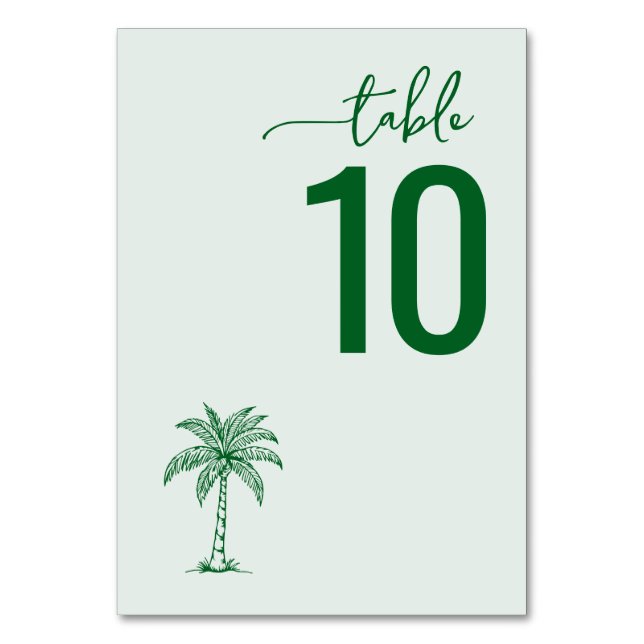 Numeração De Mesa Relaxing Green Minimalist Table Sign (Frente)
